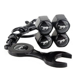 4pcs/set Ford Mustang Wolf Logo Car Air Valve Stem Cap Auto Tyre Valve Covers with Wrench