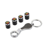4pcs/set Fiat Logo Carbon Fiber Car Air Valve Stem Caps Auto Tyre Valve Covers with Wrench