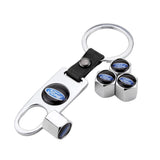 4pcs/set Ford Car Air Valve Stem Cap Auto Tyre Valve Covers with Keychain