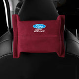 Ford Suede Car Tissue Box Holder Seat Back Hanging Napkin Storage Bag