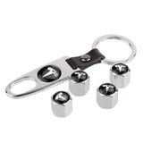4pcs/set Tesla Car Air Valve Stem Cap Auto Tyre Valve Covers with Keychain