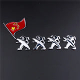5pcs/set Lion Flag Peugeot Metal Car Rear Sticker Auto Emblem Badge