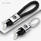 Honda Logo PU Leather Braided Rope Car Keychain