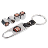 4pcs/set SEAT Car Air Valve Stem Cap Auto Tyre Valve Covers with Keychain