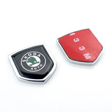 2PCS Skoda Metal Car Rear Sticker Shield Trunk Emblem Badge Decal