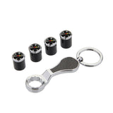 4pcs/set Mitsubishi Ralliart Logo Carbon Fiber Car Air Valve Stem Caps Auto Tyre Valve Covers with Wrench
