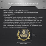 Renault Metal Carbon Fiber Car Rear Sticker Shield Trunk Emblem Badge Decal