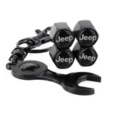 4pcs/set Jeep Logo Car Air Valve Stem Cap Auto Tyre Valve Covers with Wrench