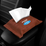 Ford Suede Car Tissue Box Holder Seat Back Hanging Napkin Storage Bag