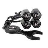 4pcs/set Hyundai Logo Car Air Valve Stem Cap Auto Tyre Valve Covers with Wrench