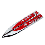 2pcs/set Peugeot Metal Car Fender Side Sticker Emblem Badge Decal