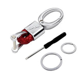Jaguar Logo PU Leather Braided Rope Car Keychain