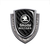 Skoda Metal Carbon Fiber Shield Car Rear Sticker Auto Window Emblem Badge Decal