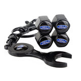 4pcs/set Ford Mustang Wolf Logo Car Air Valve Stem Cap Auto Tyre Valve Covers with Wrench