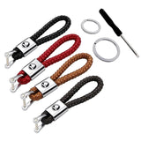 Skoda Logo PU Leather Braided Rope Car Keychain