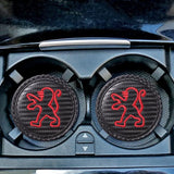 2pcs/set Peugeot Carbon Fiber Car Water Coaster Non-slip Mat