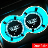 2pcs Cadillac Logo Car Water Coasters 7-color LED Light Cup Mat Holder
