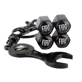 4pcs/set Fiat 500 Logo Car Air Valve Stem Cap Auto Tyre Valve Covers with Wrench