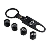 4pcs/set Chevrolet Car Air Valve Stem Cap Auto Tyre Valve Covers with Keychain