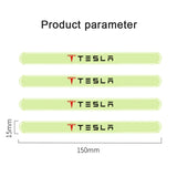 4pcs Tesla Luminous Car Door Bumper Strip Anti-collision Protection Sticker