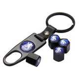 4pcs/set Peugeot Car Air Valve Stem Cap Auto Tyre Valve Covers with Keychain
