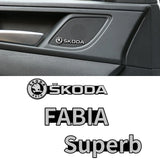 4pcs/set Skoda Fabia Superb Metal Car Stereo Sticker Auto Audio Emblem Decal