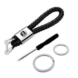 Fiat Logo PU Leather Braided Rope Car Keychain