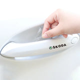 8pcs Skoda Car Door Handle Bowl Wrist Transparent Protector Anti-collision Decal