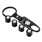 4pcs/set Suzuki Car Air Valve Stem Cap Auto Tyre Valve Covers with Keychain