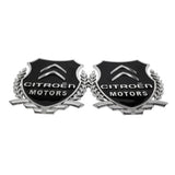 2PCS Citroen Metal Car Rear Sticker Shield Trunk Emblem Badge Decal