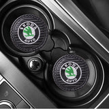 2pcs/set Skoda Carbon Fiber Car Water Coaster Non-slip Mat