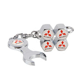 4pcs/set Mitsubishi Ralliart Logo Car Air Valve Stem Cap Auto Tyre Valve Covers with Wrench