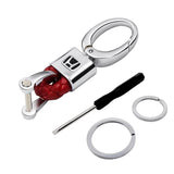 Honda Logo PU Leather Braided Rope Car Keychain