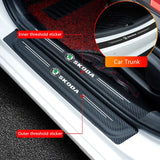 Skoda Carbon Fiber Car Door Threshold Scratch Proof Sticker Decal