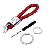 Jeep Logo PU Leather Braided Rope Car Keychain