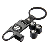 4pcs/set Hyundai Car Air Valve Stem Cap Auto Tyre Valve Covers with Keychain