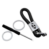 Hyundai Logo PU Leather Braided Rope Car Keychain