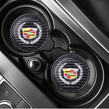 2pcs/set Cadillac Carbon Fiber Car Water Coaster Non-slip Mat