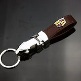 Cadillac Leopard PU Leather Car Keychain Key Ring Pendant