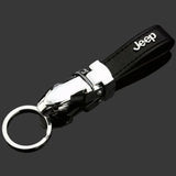 Jeep Leopard PU Leather Car Keychain Key Ring Pendant