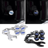 4pcs/set Ford Mustang Wolf Logo Car Air Valve Stem Cap Auto Tyre Valve Covers with Wrench
