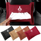 Mitsubishi Suede Car Tissue Box Holder Seat Back Hanging Napkin Storage Bag