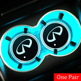 2pcs Infiniti Logo Car Water Coasters 7-color LED Light Cup Mat Holder