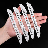 4pcs Tesla Car Door Bumper Strip Anti-collision Protection Sticker