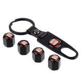 4pcs/set SEAT Car Air Valve Stem Cap Auto Tyre Valve Covers with Keychain