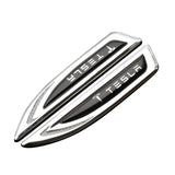 2pcs Tesla Metal Car Side Fender Emblem Sticker Decal