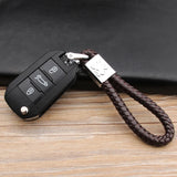Peugeot Logo PU Leather Braided Rope Car Keychain