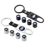 4pcs/set Ford Car Air Valve Stem Cap Auto Tyre Valve Covers with Keychain
