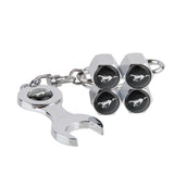 4pcs/set Ford Mustang Wolf Logo Car Air Valve Stem Cap Auto Tyre Valve Covers with Wrench