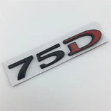 Tesla 75D 85D 90D 100D Letter Metal Car Rear Sticker Decal Emblem Badge